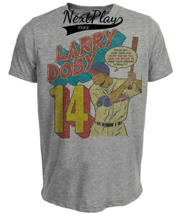 Cleveland Indians Retro Larry Doby Baseball 1951 Artwork Heather Gray Sublimated T-Shirt