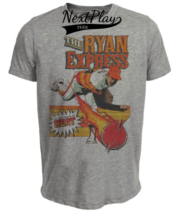 Houston Astros Retro Nolan Ryan Baseball 1981 Artwork Heather Gray Sublimated T-Shirt