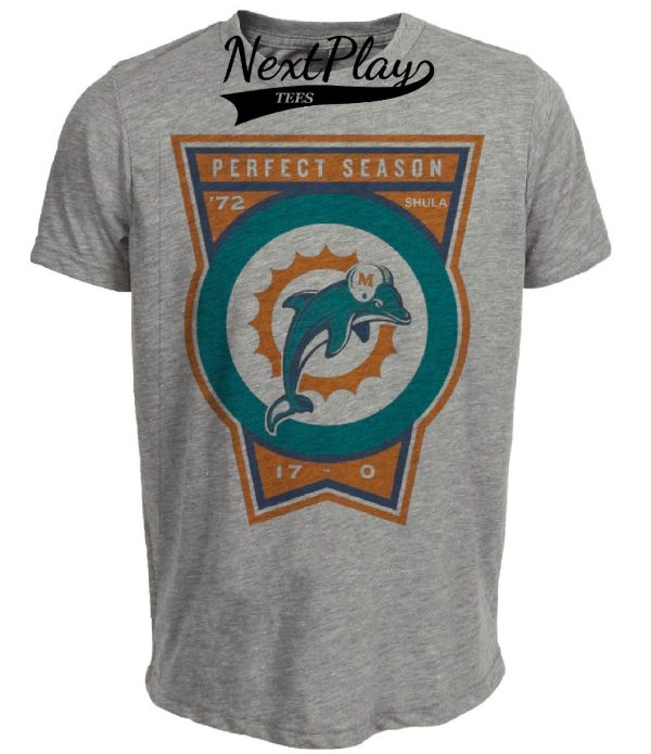 Miami Dolphins Retro Perfect Season Football 1972 Artwork Heather Gray Sublimated T-Shirt