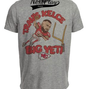 Kansas City Chiefs Retro Travis Big Yeti Kelce Football Artwork Heather Gray Sublimated T-Shirt