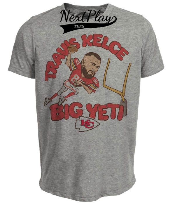 Kansas City Chiefs Retro Travis Big Yeti Kelce Football Artwork Heather Gray Sublimated T-Shirt