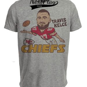 Kansas City Chiefs Retro Travis Kelce Football Artwork Heather Gray Sublimated T-Shirt