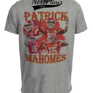 Kansas City Chiefs Retro Patrick Mahomes Football Artwork Heather Gray Sublimated T-Shirt