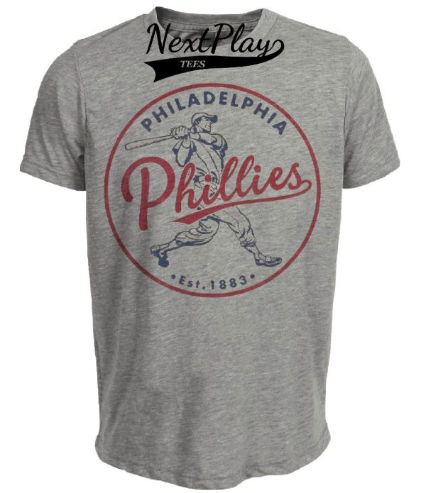 Philadelphia Phillies Retro Baseball 1883 Artwork Heather Gray Sublimated T-Shirt