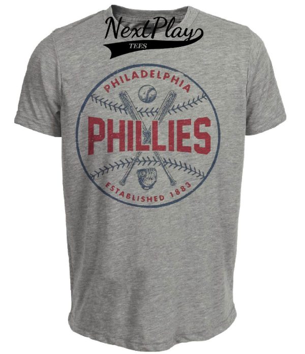 Philadelphia Phillies Vintage Baseball 1883 Artwork Heather Gray Sublimated T-Shirt