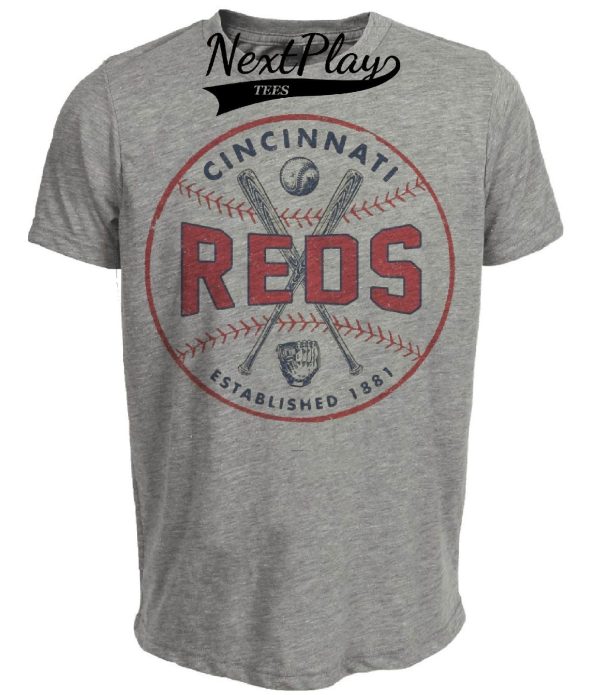 Cincinnati Reds Vintage Baseball 1881 Artwork Heather Gray Sublimated T-Shirt