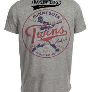 Minnesota Twins Retro Baseball 1901 Artwork Heather Gray Sublimated T-Shirt