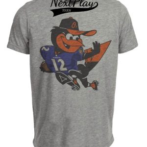 Baltimore Ravens Orioles Retro Football Baseball Mascot Artwork Heather Gray Sublimated T-Shirt
