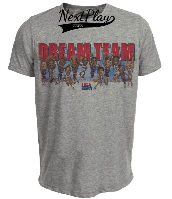 USA Dream Team Olympics Retro Jordan Bird Basketball 1992 Artwork Heather Gray Sublimated T-Shirt