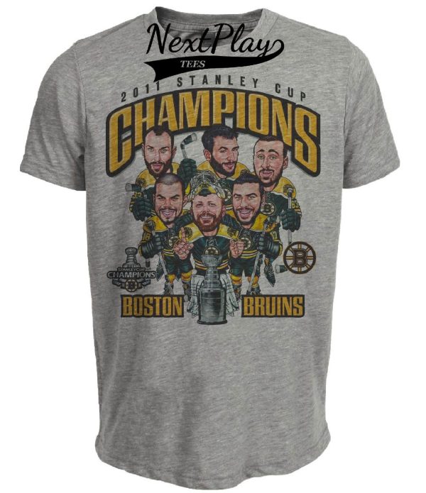 Boston Bruins Retro Stanley Cup Champions Hockey 2011 Artwork Heather Gray Sublimated T-Shirt