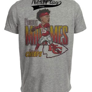 Kansas City Chiefs Retro Patrick Mahomes Football Artwork Heather Gray Sublimated T-Shirt