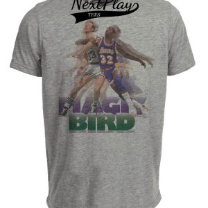 Boston Celtics Bird vs. Magic Los Angeles Lakers Retro Basketball 1988 Artwork Heather Gray Sublimated T-Shirt