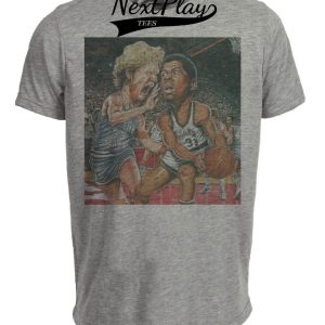 Indiana State Bird vs. Magic Michigan State Retro Basketball 1979 Artwork Heather Gray Sublimated T-Shirt