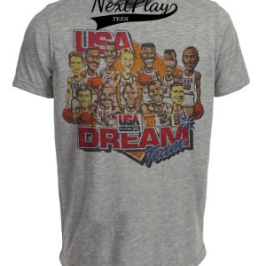 USA Dream Team Olympics Retro Jordan, Bird, Magic Basketball 1992 Artwork Heather Gray Sublimated T-Shirt