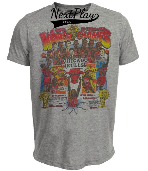 Chicago Bulls Retro World Champs Basketball 1993 Artwork Heather Gray Sublimated T-Shirt