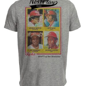 Cincinnati Reds Retro Big Red Machine Baseball Card 1978 Artwork Heather Gray Sublimated T-Shirt