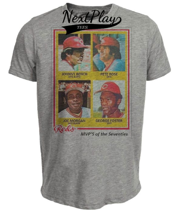 Cincinnati Reds Retro Big Red Machine Baseball Card 1978 Artwork Heather Gray Sublimated T-Shirt