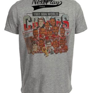 Chicago Bulls Retro World Champs Basketball 1991 Artwork Heather Gray Sublimated T-Shirt