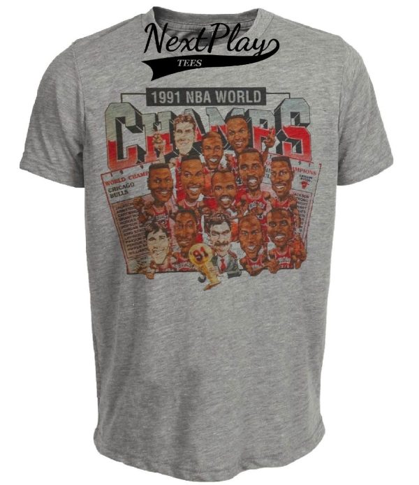 Chicago Bulls Retro World Champs Basketball 1991 Artwork Heather Gray Sublimated T-Shirt