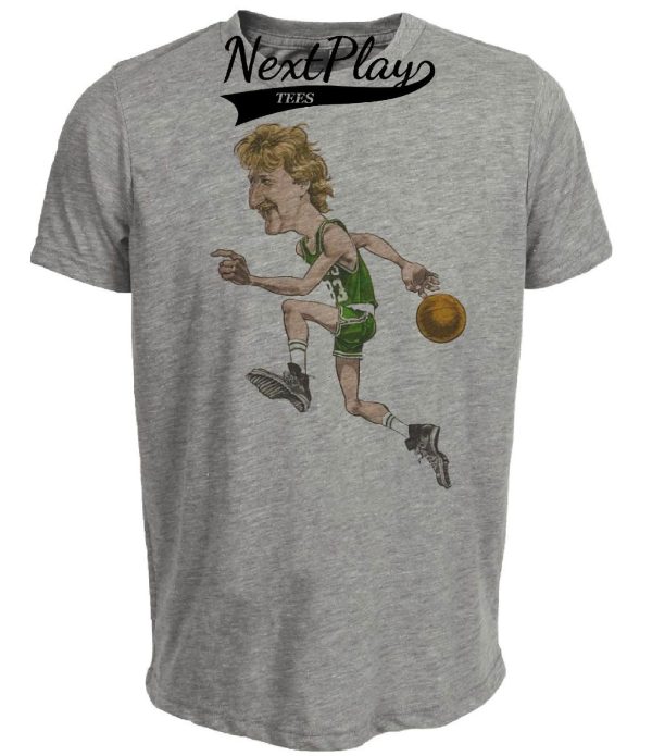 Boston Celtics Retro Larry Bird Basketball 1983 Artwork Heather Gray Sublimated T-Shirt