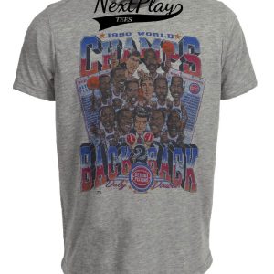 Detroit Pistons Retro World Champs Bad Boys Back to Back Basketball 1990 Artwork Heather Gray Sublimated T-Shirt
