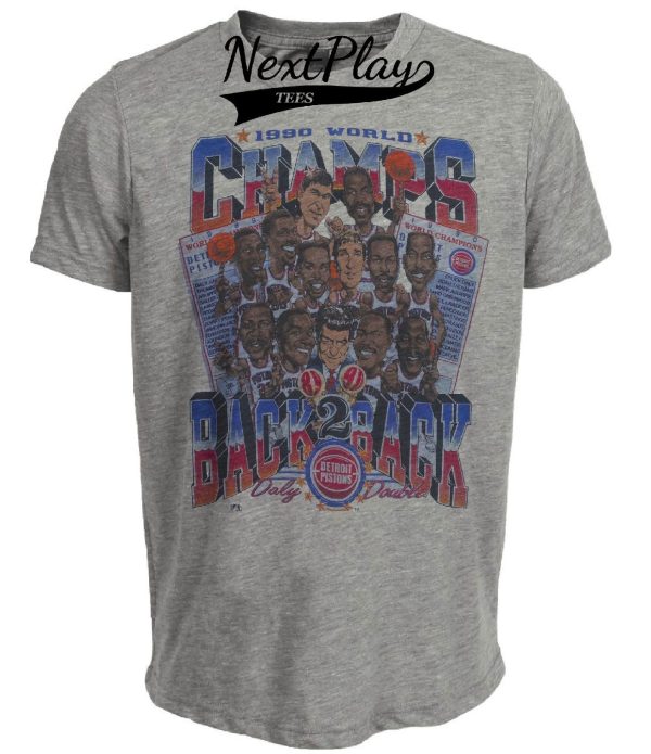 Detroit Pistons Retro World Champs Bad Boys Back to Back Basketball 1990 Artwork Heather Gray Sublimated T-Shirt