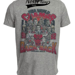 Chicago Bulls Retro World Champs Basketball 1992 Artwork Heather Gray Sublimated T-Shirt