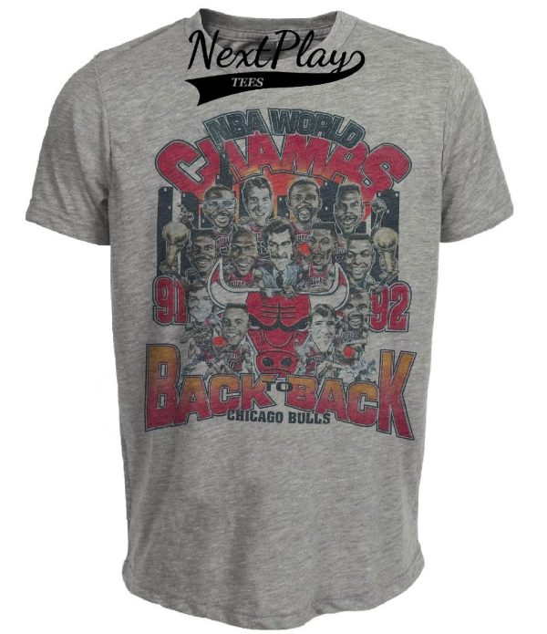 Chicago Bulls Retro World Champs Basketball 1992 Artwork Heather Gray Sublimated T-Shirt