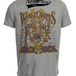 Los Angeles Lakers Retro Back 2 Back World Champs Basketball 1988 Artwork Heather Gray Sublimated T-Shirt