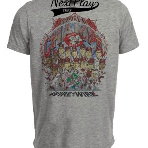 Cincinnati Reds Retro Wire 2 Wire World Champs Baseball 1990 Artwork Heather Gray Sublimated T-Shirt