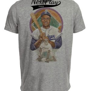 Brooklyn Dodgers Retro Jackie Robinson Baseball 1955 Artwork Heather Gray Sublimated T-Shirt
