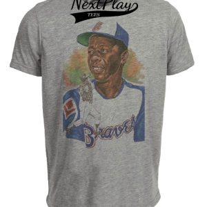 Atlanta Braves Retro Hank Aaron Baseball 1967 Artwork Heather Gray Sublimated T-Shirt