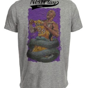 Los Angeles Lakers Retro Kobe Bryant Basketball Black Mamba Artwork Heather Gray Sublimated T-Shirt