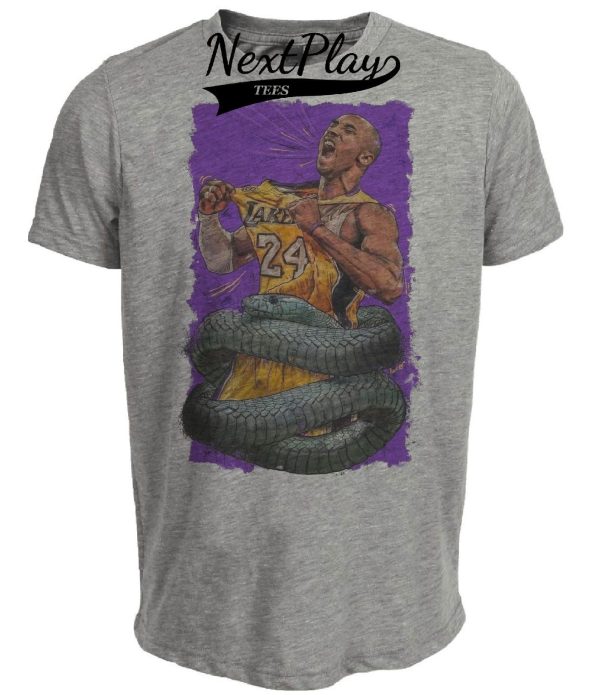 Los Angeles Lakers Retro Kobe Bryant Basketball Black Mamba Artwork Heather Gray Sublimated T-Shirt