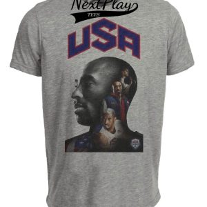 USA Olympics Redeem Team Retro Kobe Bryant Basketball Artwork Heather Gray Sublimated T-Shirt