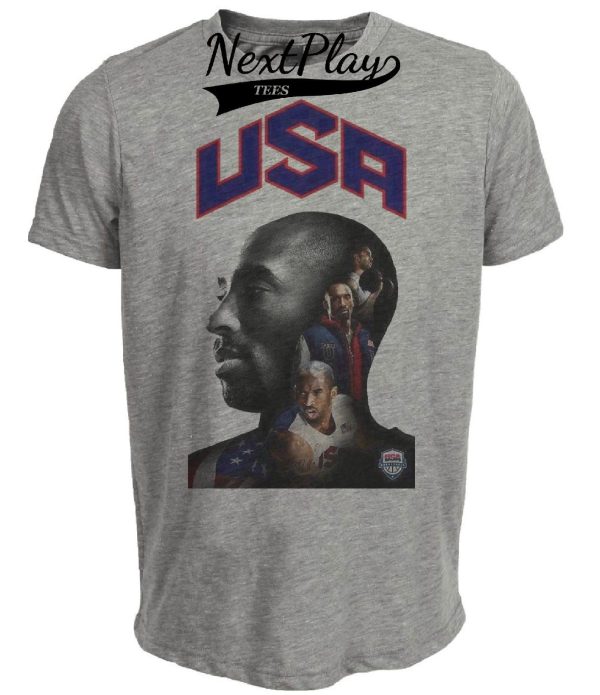 USA Olympics Redeem Team Retro Kobe Bryant Basketball Artwork Heather Gray Sublimated T-Shirt