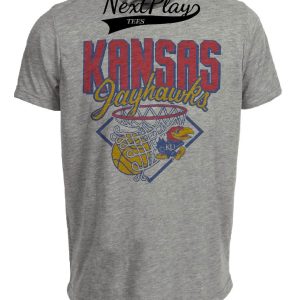 Kansas Jayhawks Retro Basketball 1950 Artwork Heather Gray Sublimated T-Shirt