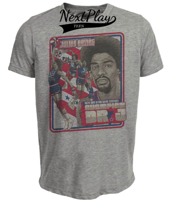 New York Nets Retro Dr. J Julius Erving Slam Dunk Champion Basketball 1976 Artwork Heather Gray Sublimated T-Shirt