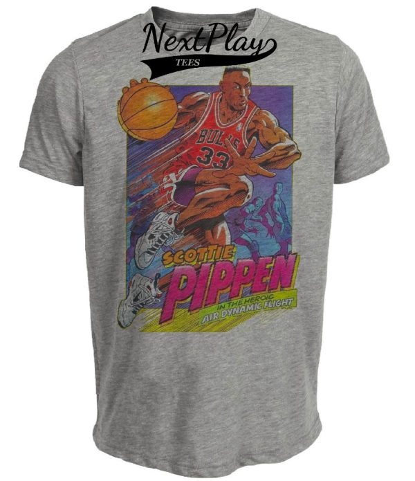 Chicago Bulls Retro Scottie Pippen Basketball 1989 Artwork Heather Gray Sublimated T-Shirt