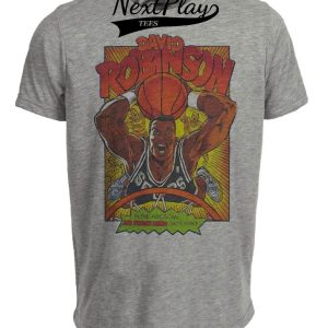 San Antonio Spurs Retro David Robinson Basketball 1989 Artwork Heather Gray Sublimated T-Shirt