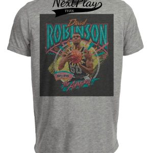 San Antonio Spurs Retro David Robinson Basketball 1991 Artwork Heather Gray Sublimated T-Shirt