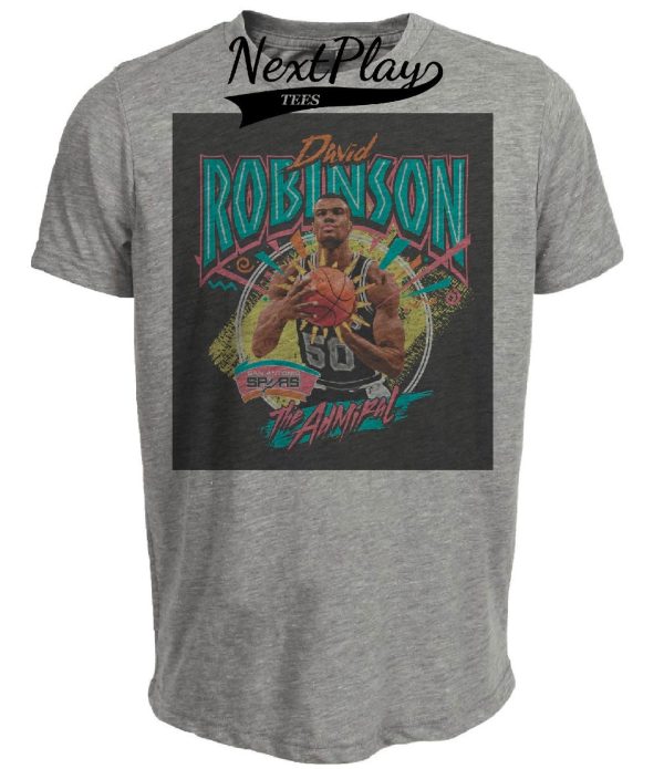 San Antonio Spurs Retro David Robinson Basketball 1991 Artwork Heather Gray Sublimated T-Shirt