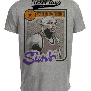 Phoenix Suns Retro All Star Charles Barkley Basketball 1991 Artwork Heather Gray Sublimated T-Shirt