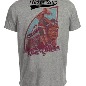 Portland Trailblazers Retro Clyde The Glide Drexler Basketball 1985 Artwork Heather Gray Sublimated T-Shirt