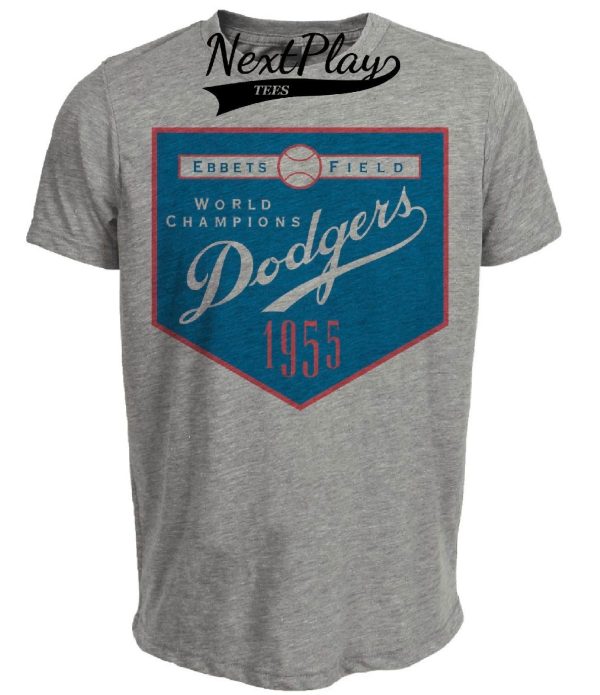 Brooklyn Dodgers Retro World Series Champions Baseball 1955 Artwork Heather Gray Sublimated T-Shirt
