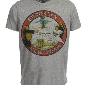 Brooklyn Dodgers Retro Baseball 1949 Artwork Heather Gray Sublimated T-Shirt