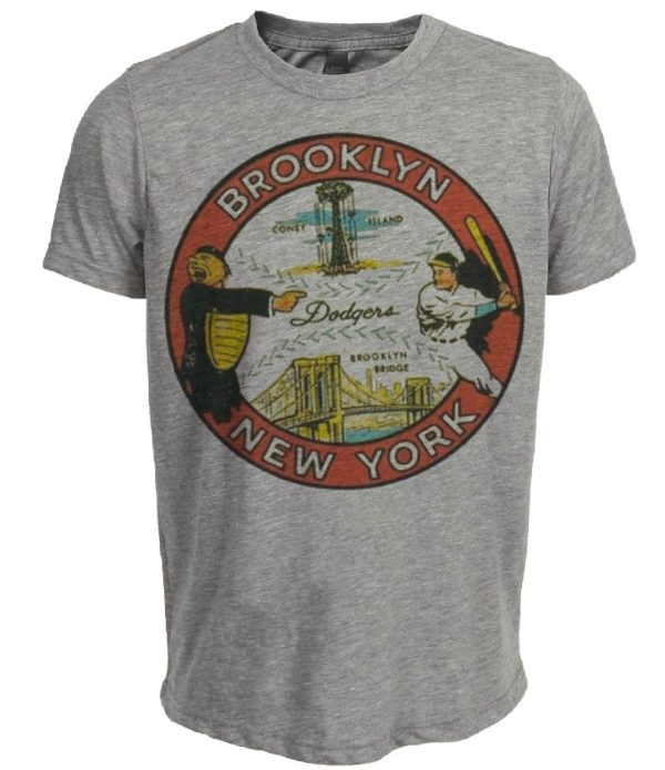 Brooklyn Dodgers Retro Baseball 1949 Artwork Heather Gray Sublimated T-Shirt