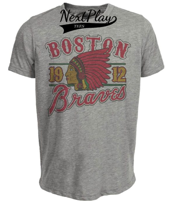 Boston Braves Retro Baseball 1912 Artwork Heather Gray Sublimated T-Shirt