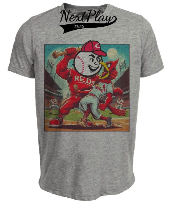 Cincinnati Reds vs. St. Louis Cardinals Retro Rivalry Baseball 1992 Artwork Heather Gray Sublimated T-Shirt