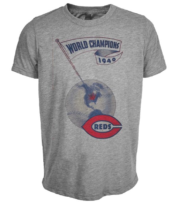 Cincinnati Reds Retro World Champions Baseball 1940 Artwork Heather Gray Sublimated T-Shirt